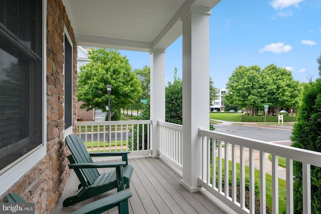 deck featuring covered porch