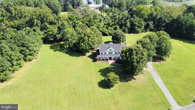 birds eye view of property featuring a rural view