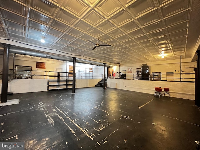 garage with an ornate ceiling