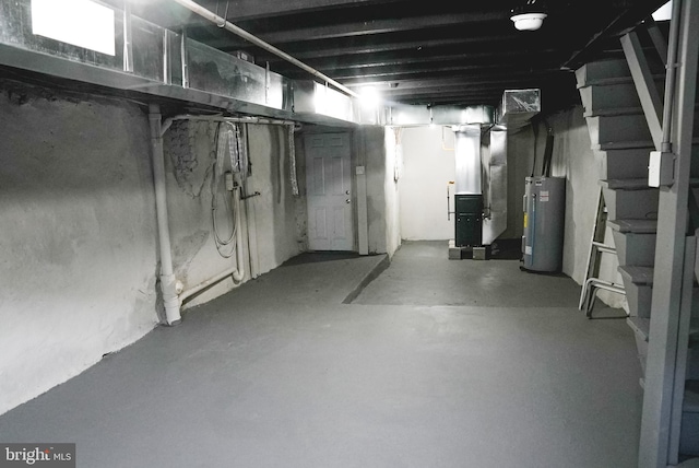 basement with water heater