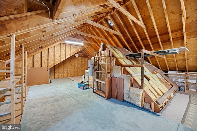 view of unfinished attic