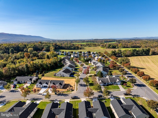 aerial view with a mountain view