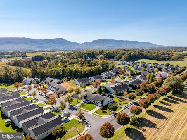 aerial view with a mountain view