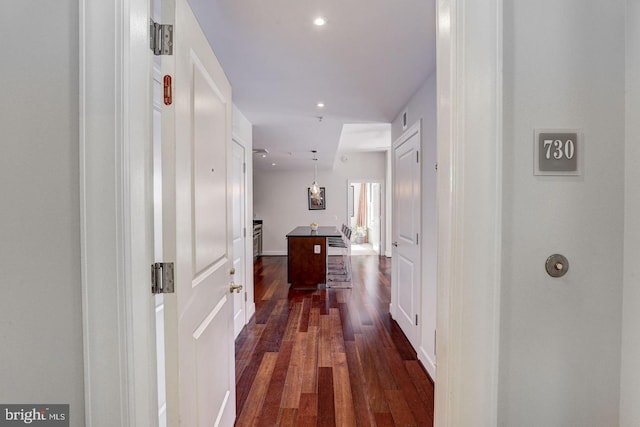 hall featuring dark hardwood / wood-style flooring