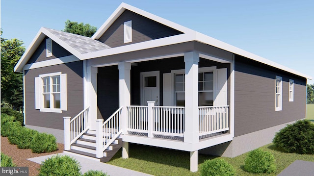 view of front of property featuring covered porch