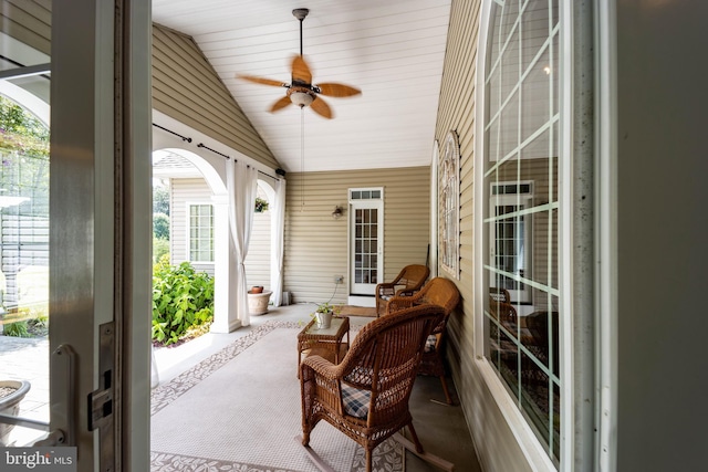 view of patio with ceiling fan