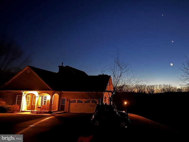 exterior space featuring a garage