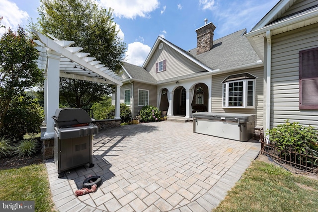 view of patio / terrace with a pergola and area for grilling