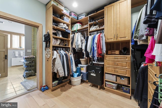 walk in closet featuring radiator heating unit