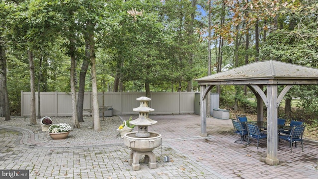 view of patio / terrace featuring a gazebo