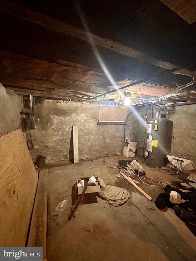 basement with gas water heater