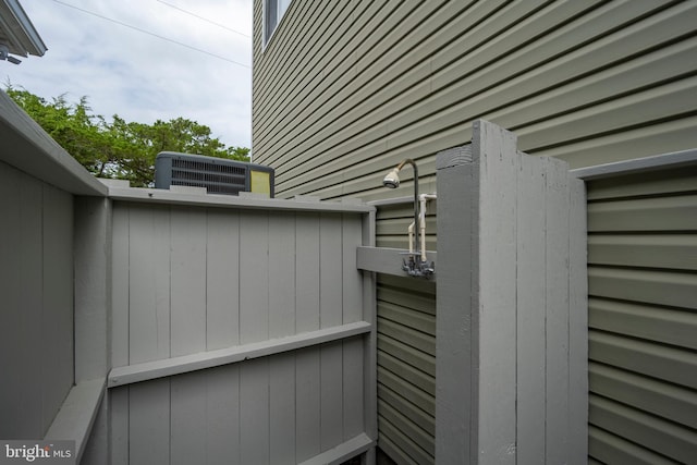 details featuring wood walls