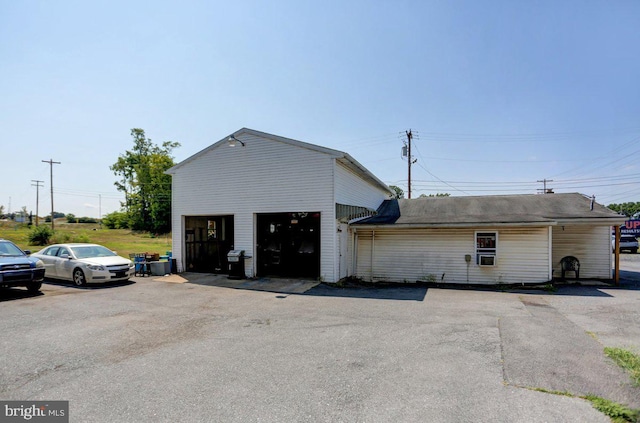 exterior space with a garage