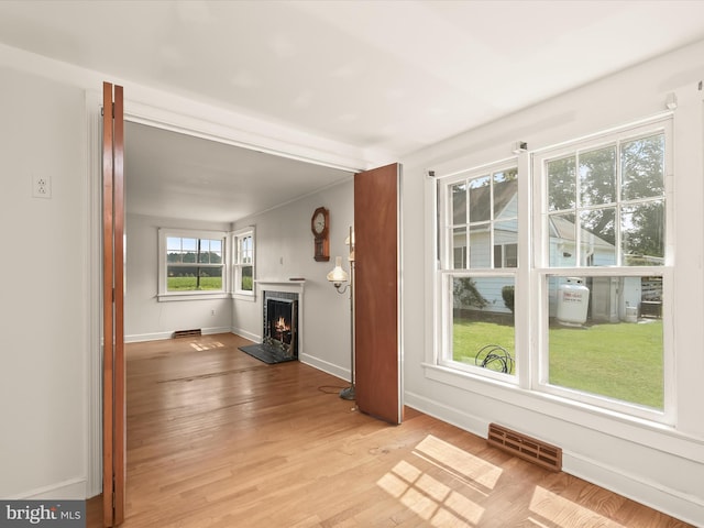 unfurnished living room featuring light hardwood / wood-style flooring