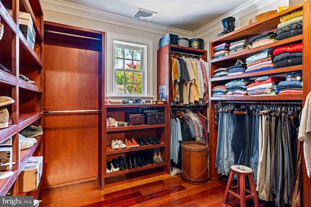 walk in closet featuring hardwood / wood-style floors