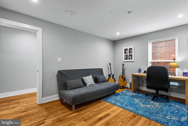 office area featuring light hardwood / wood-style flooring