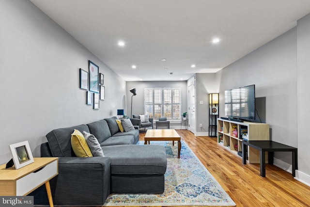 living room with wood-type flooring