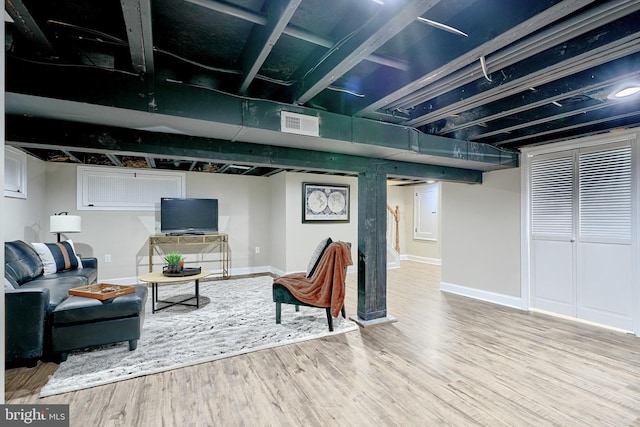 living room with wood-type flooring