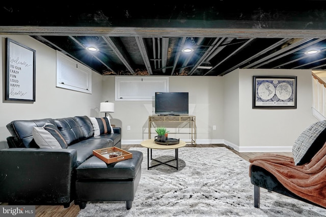 living room featuring wood-type flooring