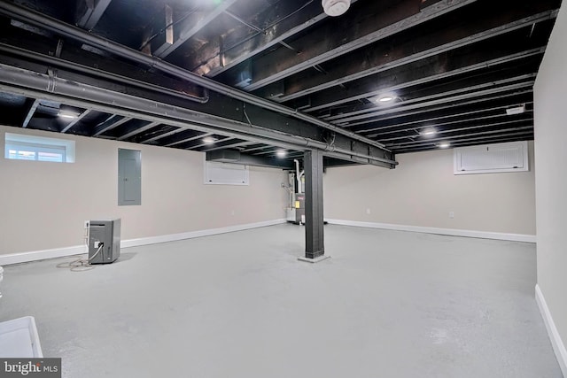 basement with electric panel