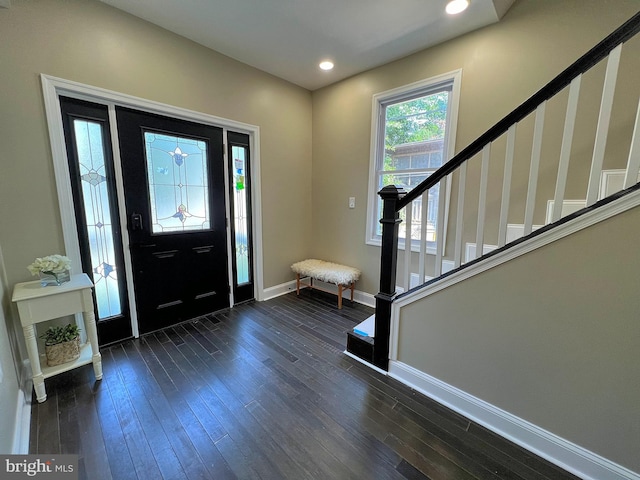 entrance foyer featuring dark hardwood / wood-style flooring