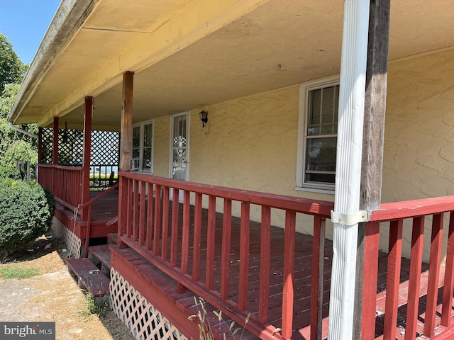 deck featuring covered porch