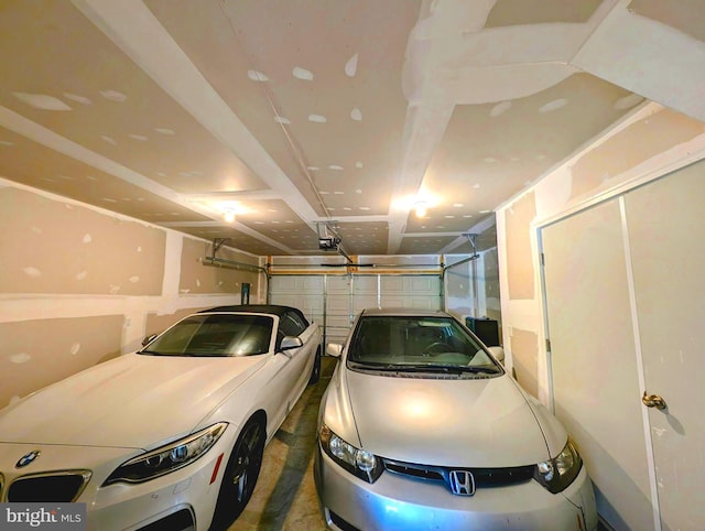 garage with a garage door opener