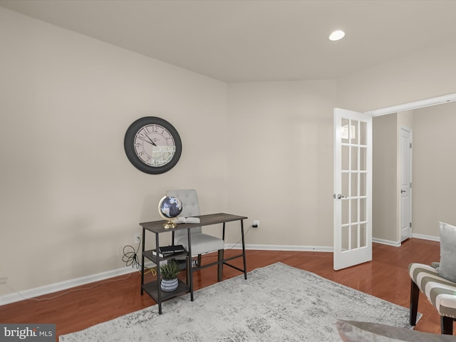 office featuring hardwood / wood-style flooring