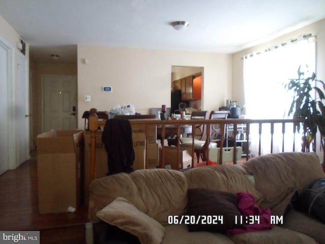 living room with hardwood / wood-style flooring