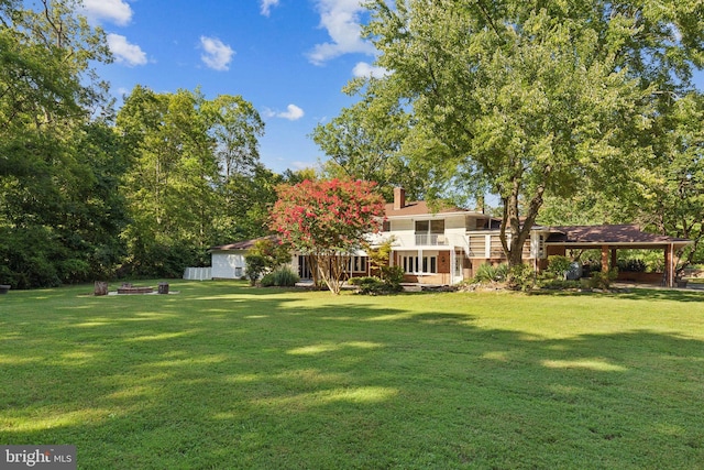 view of yard featuring a deck