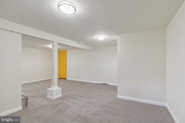 basement with carpet