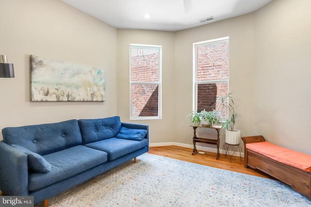 living room featuring light wood-type flooring