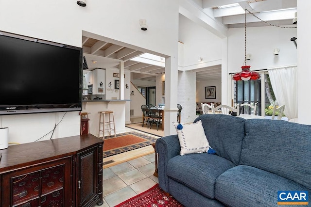 view of tiled living room