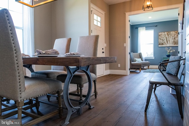 office space with dark hardwood / wood-style floors