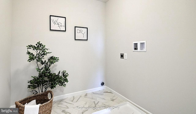 laundry room with hookup for an electric dryer, hookup for a washing machine, and tile patterned floors