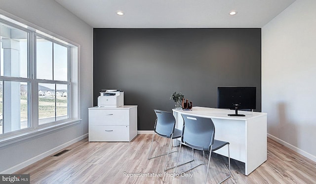 office featuring light wood-type flooring