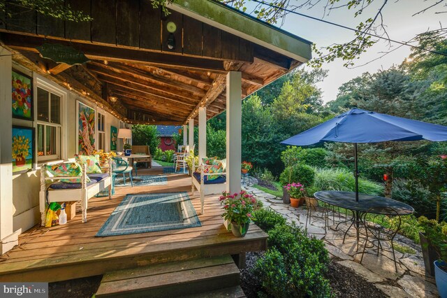 view of patio / terrace featuring a deck and outdoor lounge area