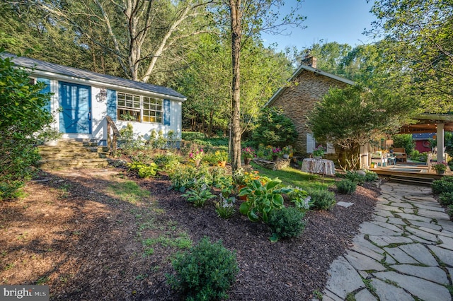 view of yard featuring a deck