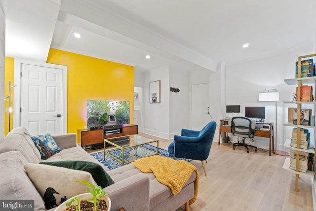 living room with light wood-type flooring