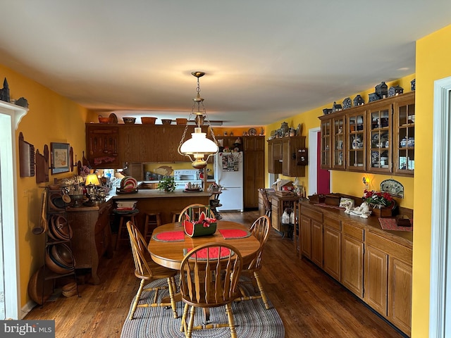 dining room with dark hardwood / wood-style flooring