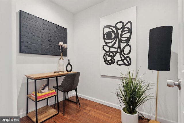 office area with wood-type flooring