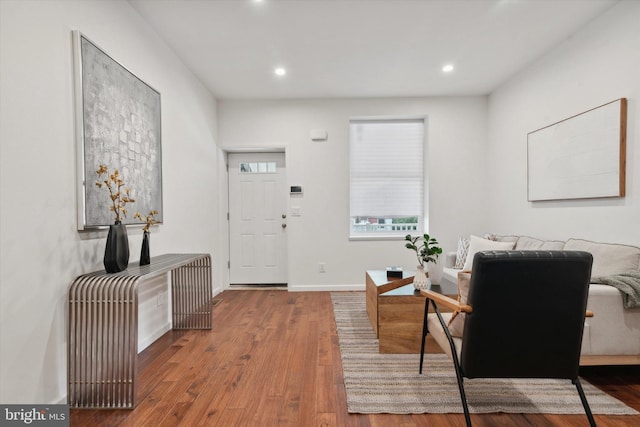 office space with hardwood / wood-style flooring