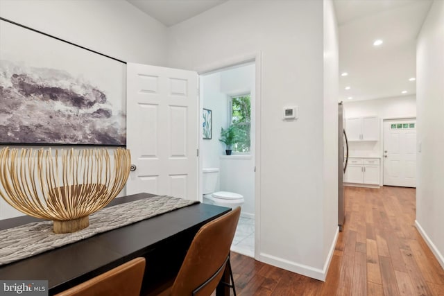 dining area featuring wood-type flooring