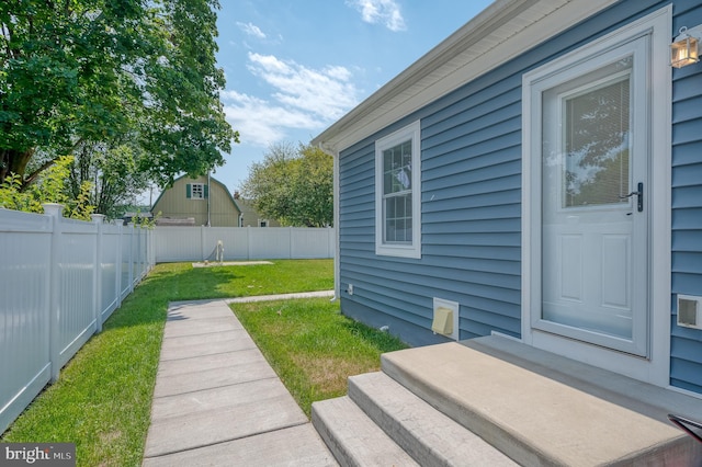 view of yard with a fenced backyard