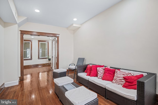 living room with hardwood / wood-style floors