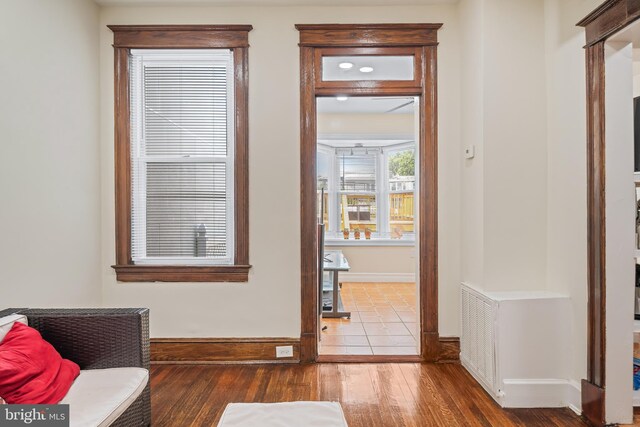 interior space with hardwood / wood-style floors