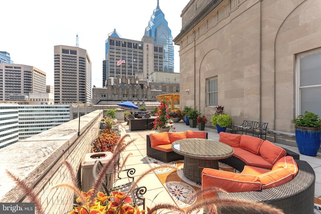 view of patio / terrace with an outdoor living space