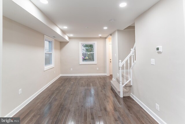 interior space featuring dark hardwood / wood-style floors