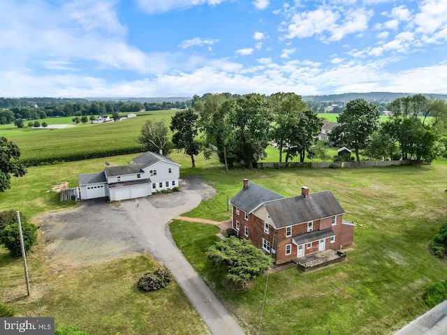 drone / aerial view with a rural view