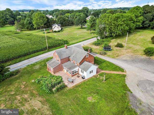 birds eye view of property featuring a rural view